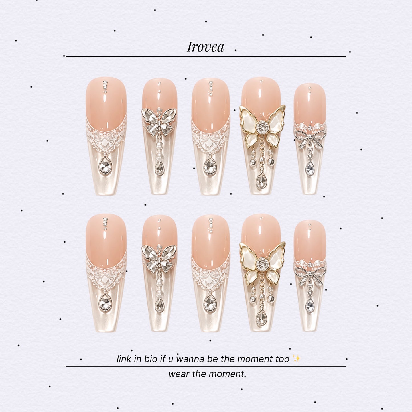 Moonlight Waltz | French Lace Cat-Eye Butterfly Press-On Nails