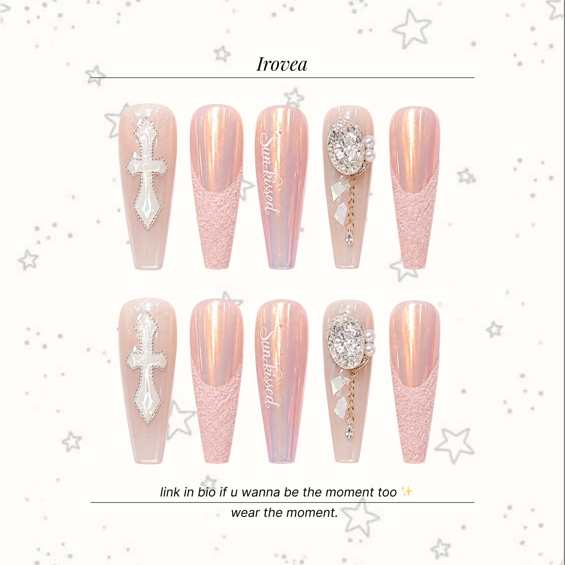 Handmade Pink Sand French Press-On Nails | Y2K