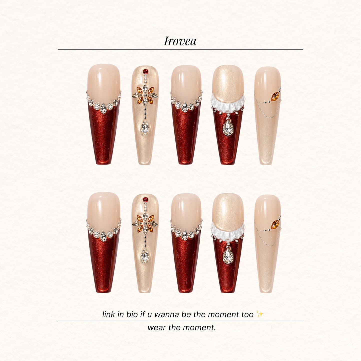 Wine Red Gown | Cat-Eye French Press-On Nails