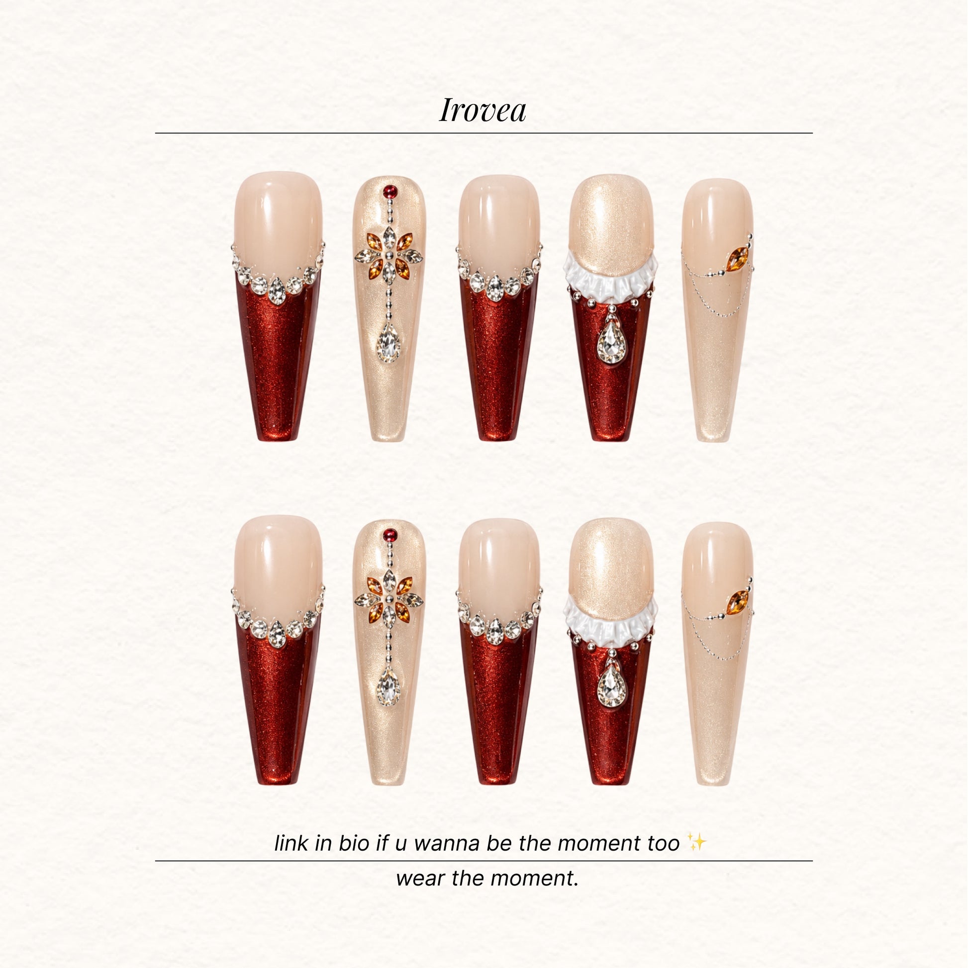 Wine Red Gown | Cat-Eye French Press-On Nails