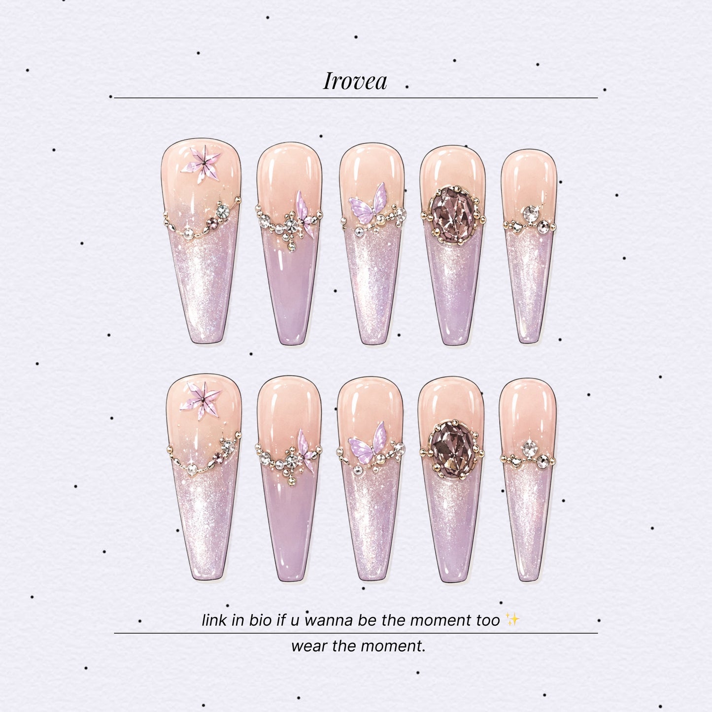 Lavender Cat-Eye Butterfly French Press-On Nails