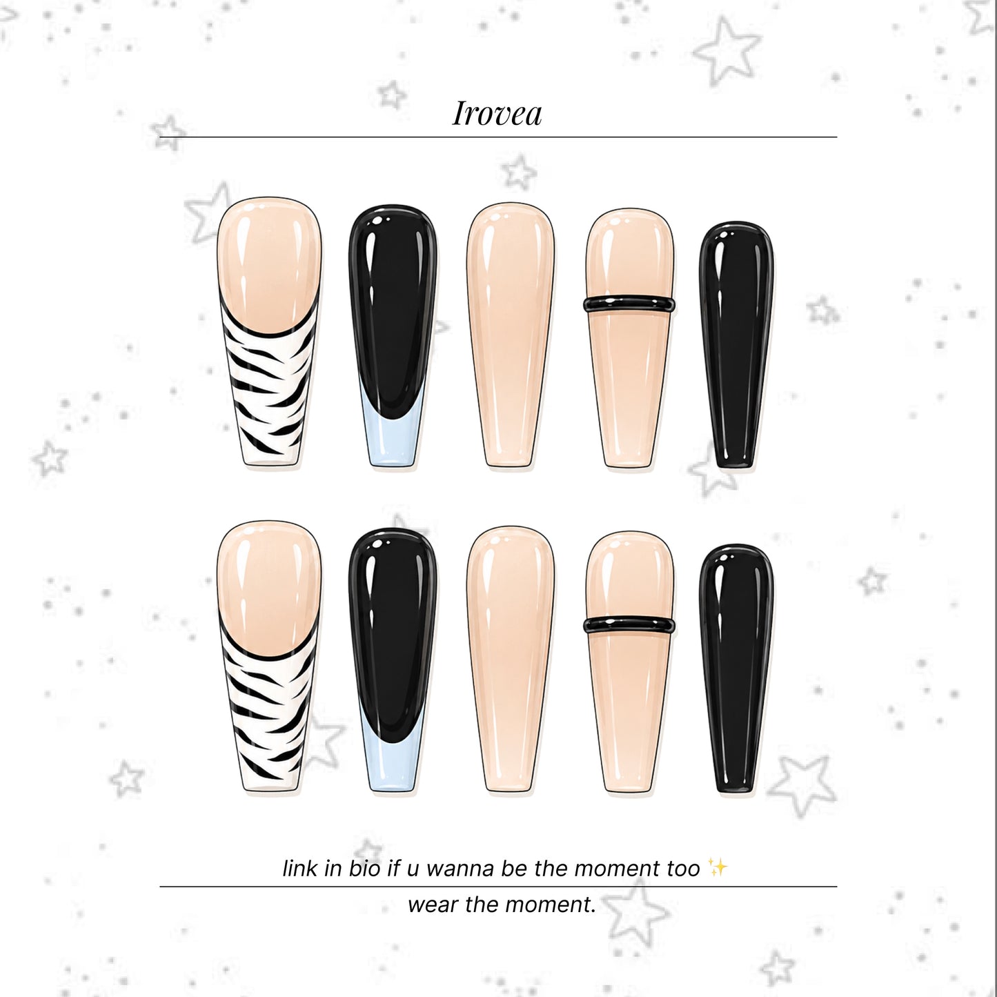 Zebra French Tip Press-On Nails