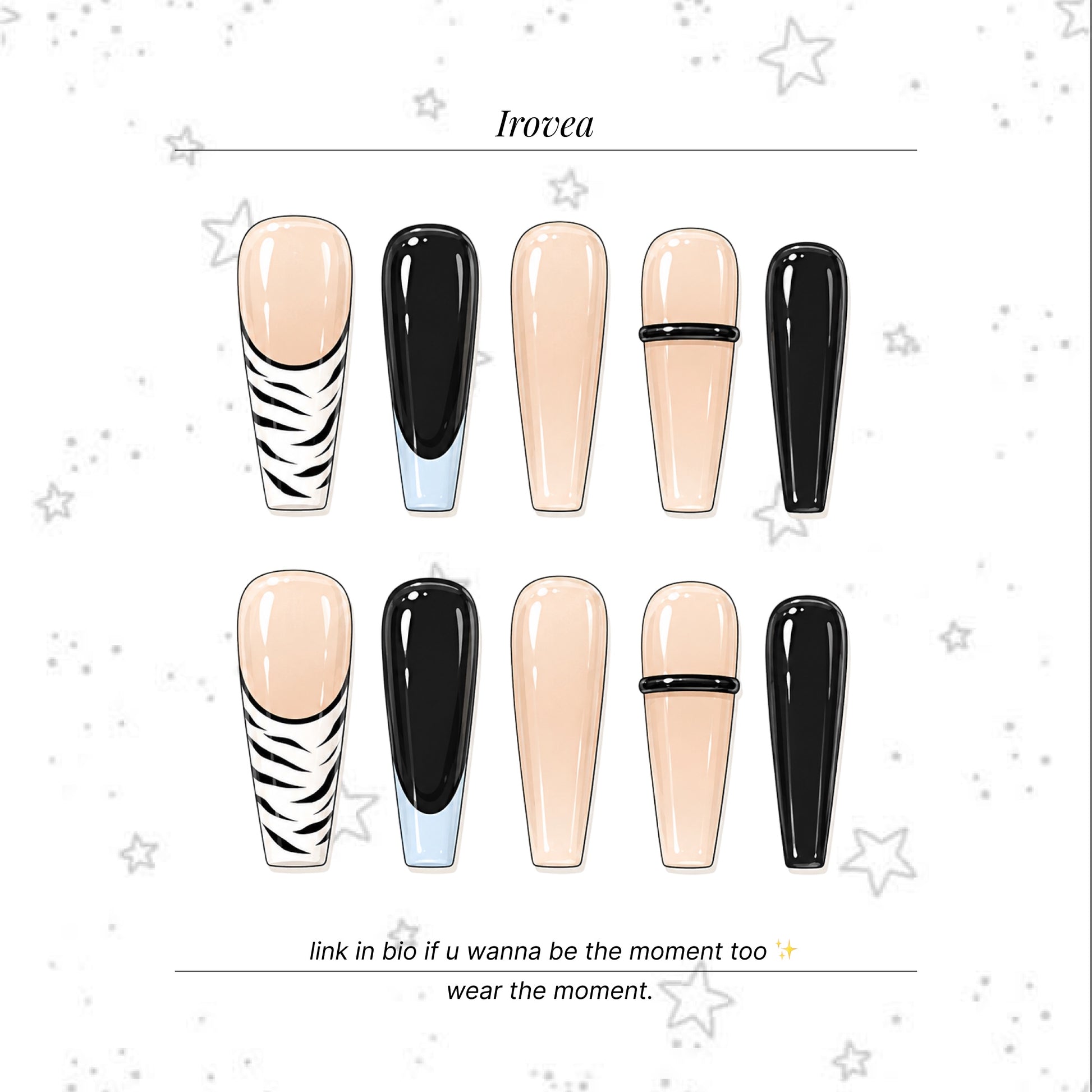 Zebra French Tip Press-On Nails