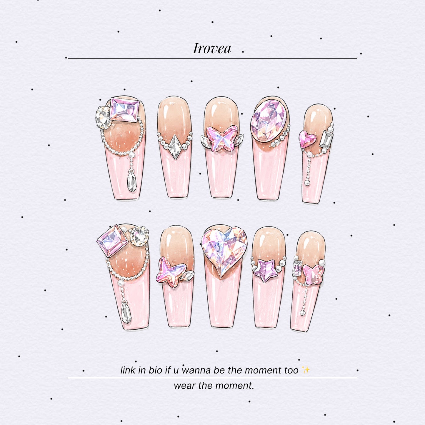 Pink Diamond Sweetheart Peach Nude Ombre Press-On Nails