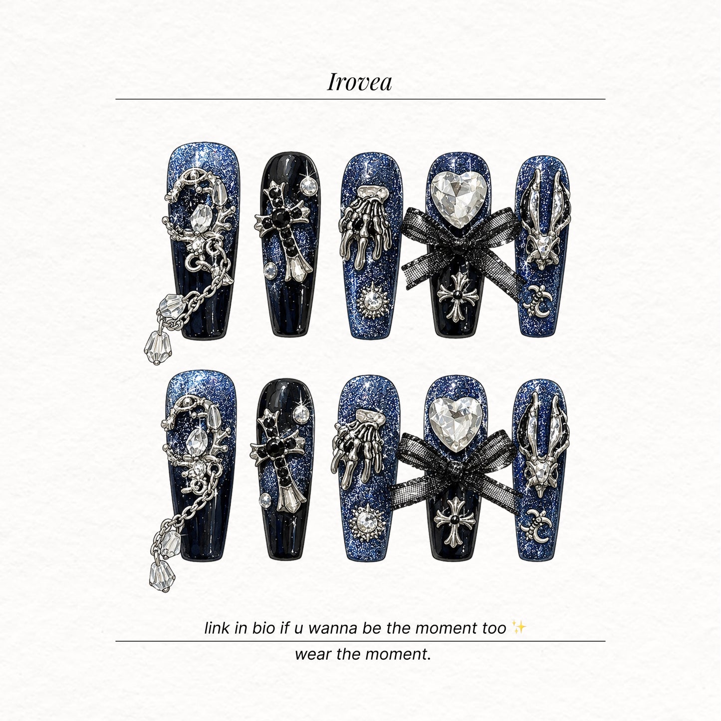 Beihai Siren Pink Gem-Embellished Press-On Nails