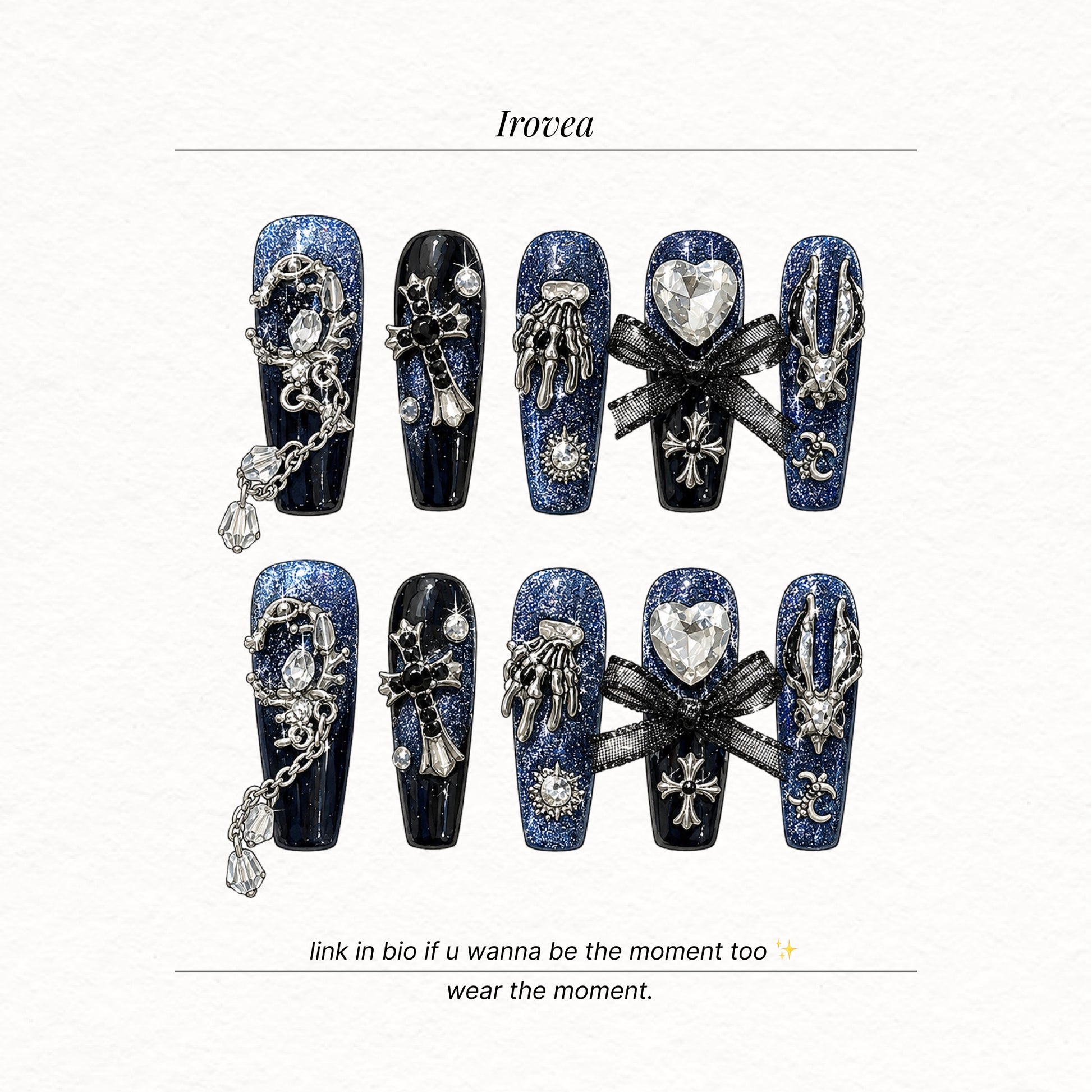 Beihai Siren Pink Gem-Embellished Press-On Nails