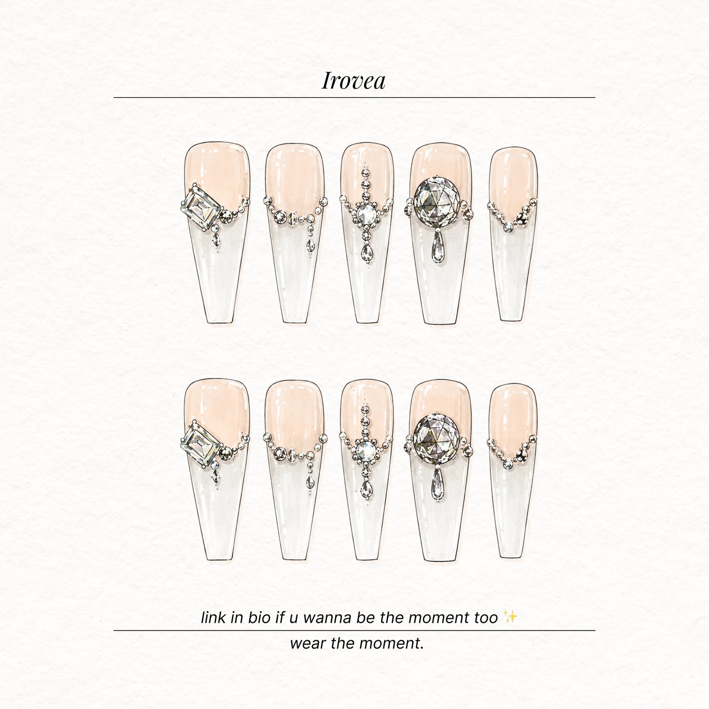 Icy Moonstone | White & Pink Press-On Nails