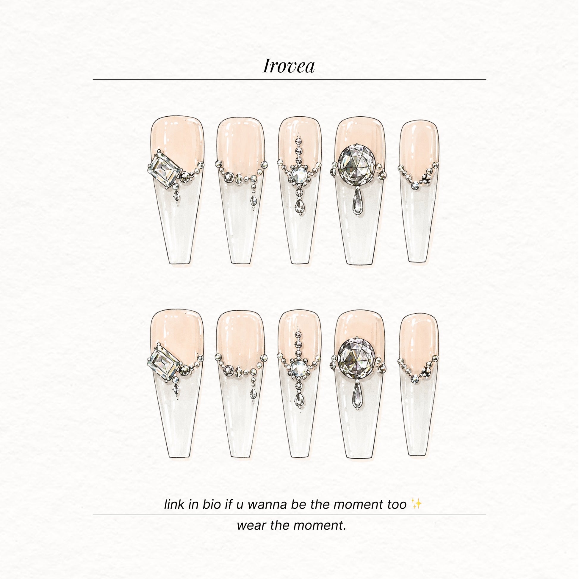 Icy Moonstone | White & Pink Press-On Nails