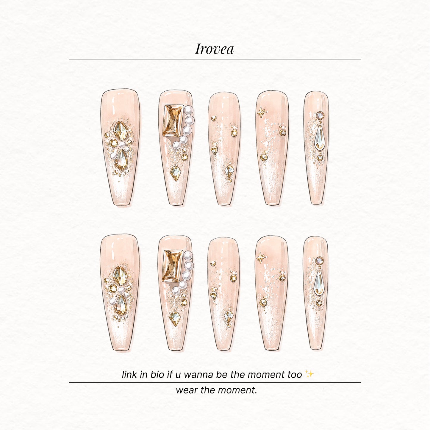 Girlish Heart | Nude Champagne Cat-Eye Press-On Nails