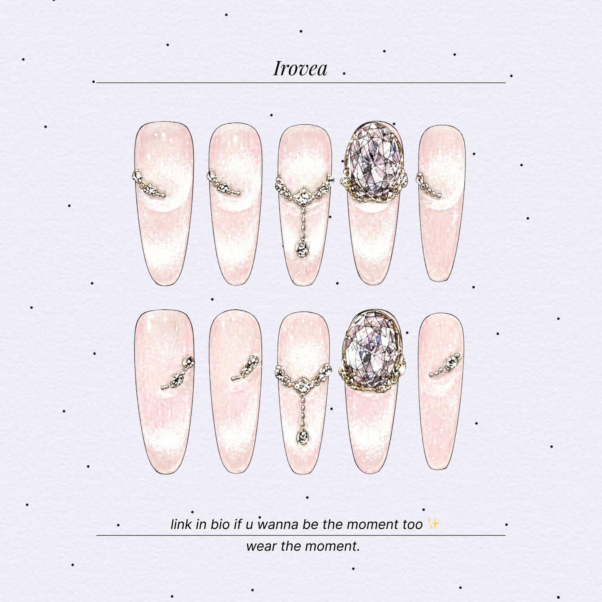 Twilight Snow | Rose Pink Cat-Eye French Chain Press-On Nails