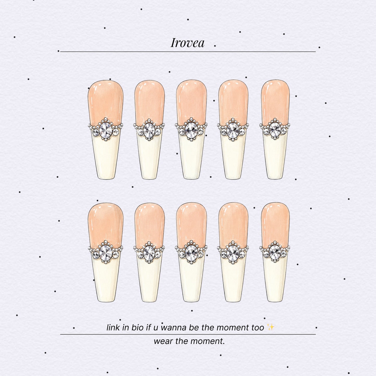 Silver Moon Ballet | Milky White French Crystal Press-On Nails