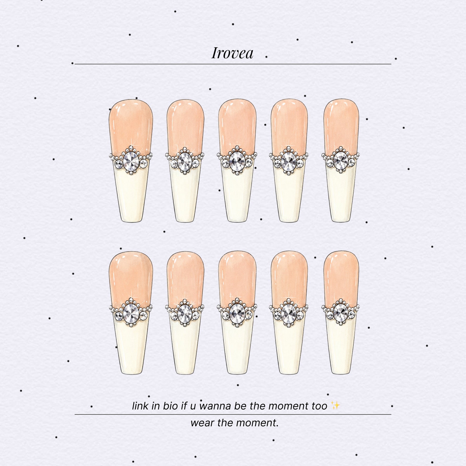 Silver Moon Ballet | Milky White French Crystal Press-On Nails