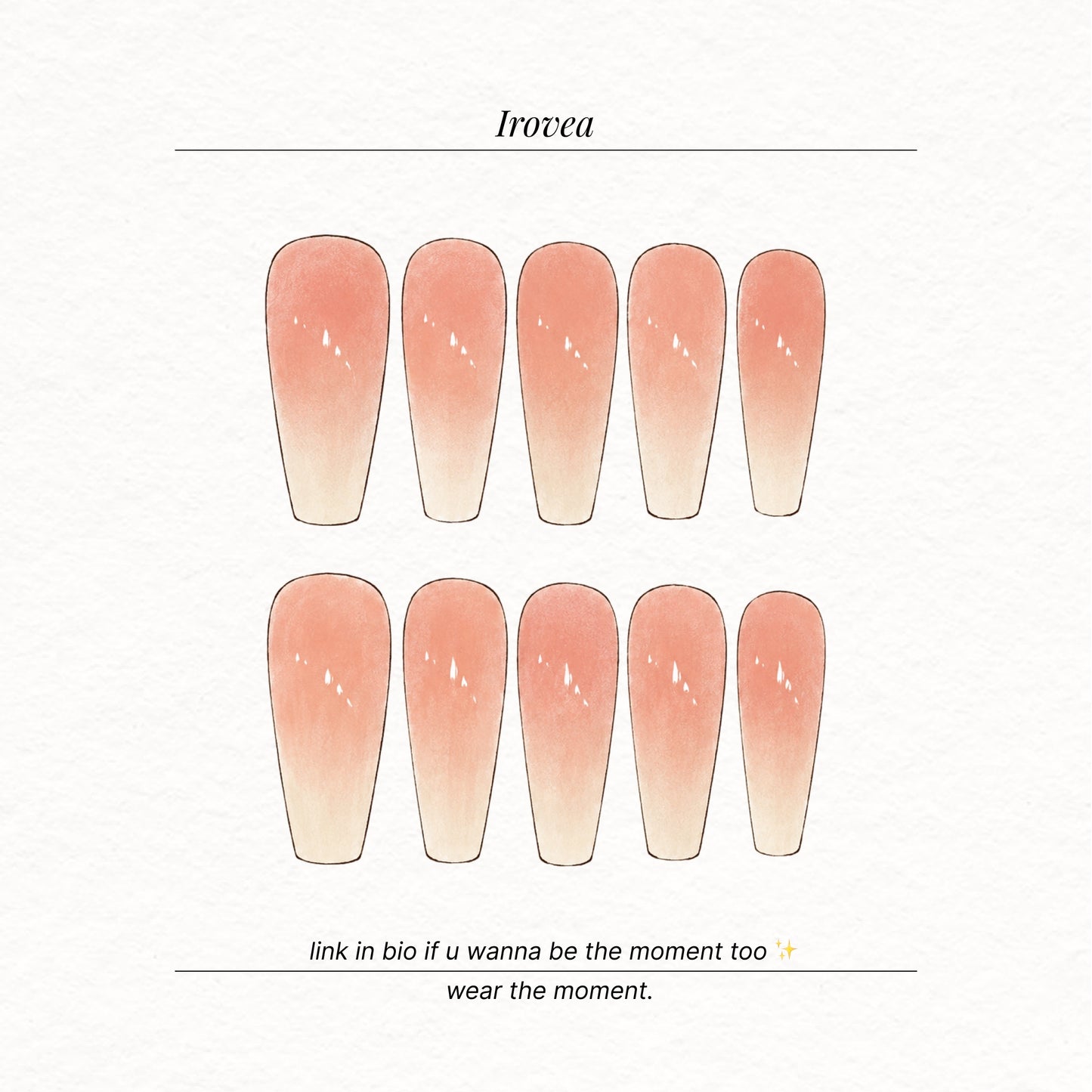 Sheer Peach Icy Gradient Press-On Nails | Handmade