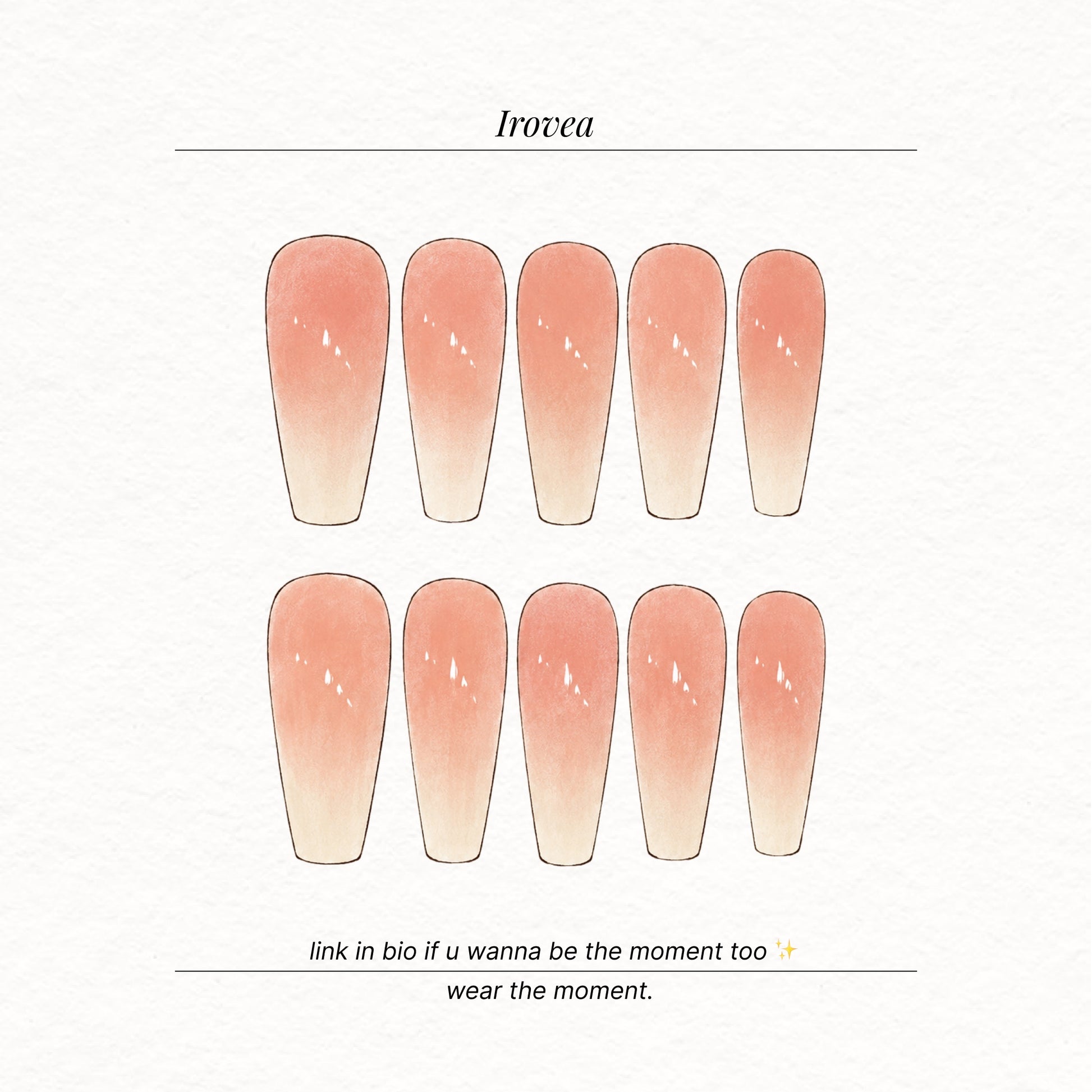 Sheer Peach Icy Gradient Press-On Nails | Handmade