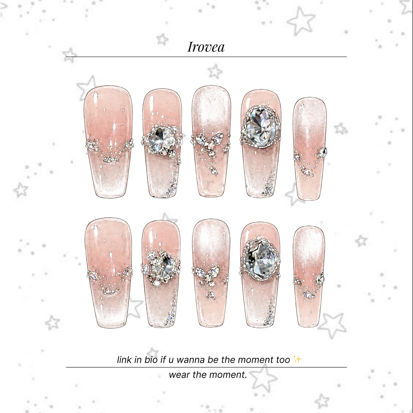 Iced Peach Sparkle | Cat-Eye Press-On Nails