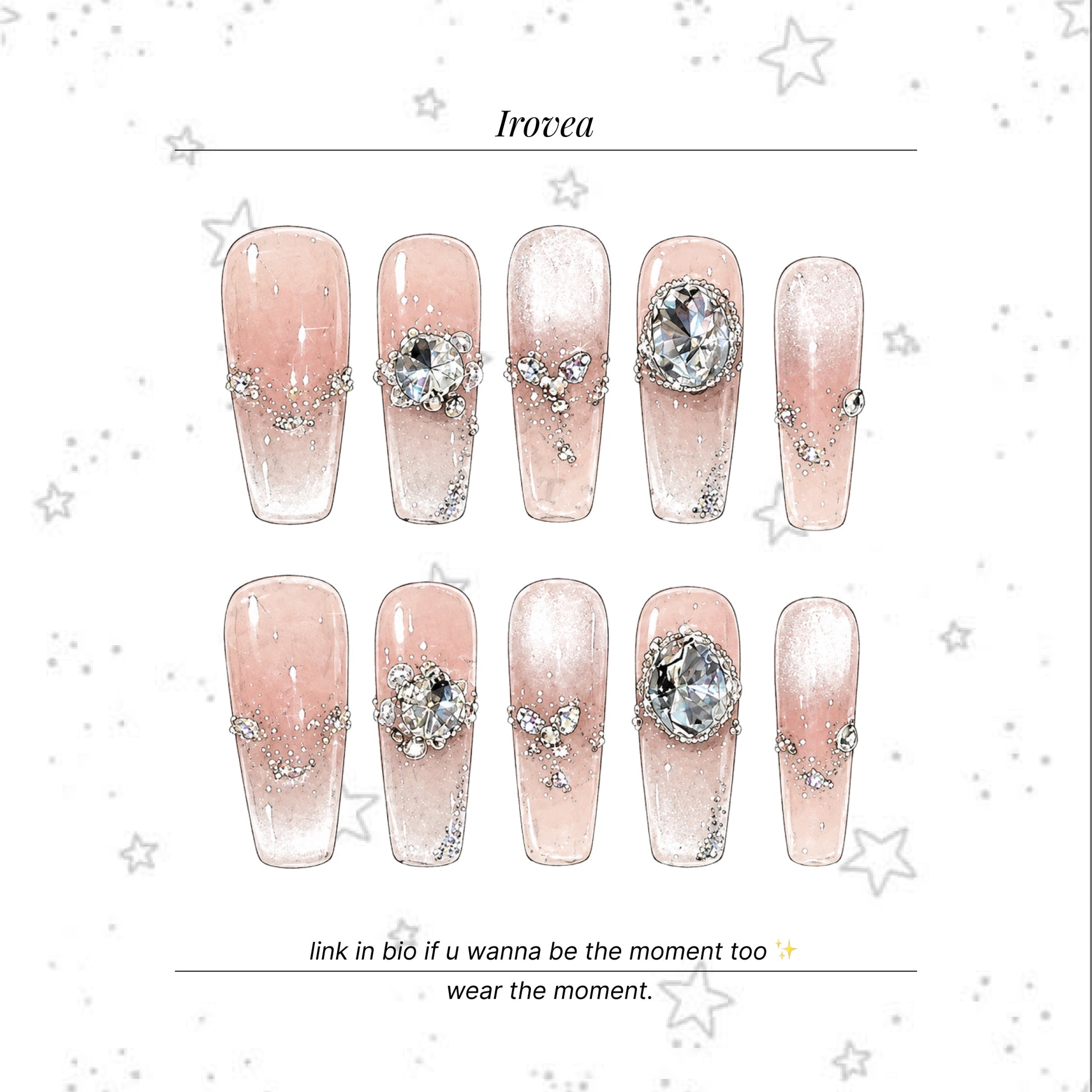 Iced Peach Sparkle | Cat-Eye Press-On Nails