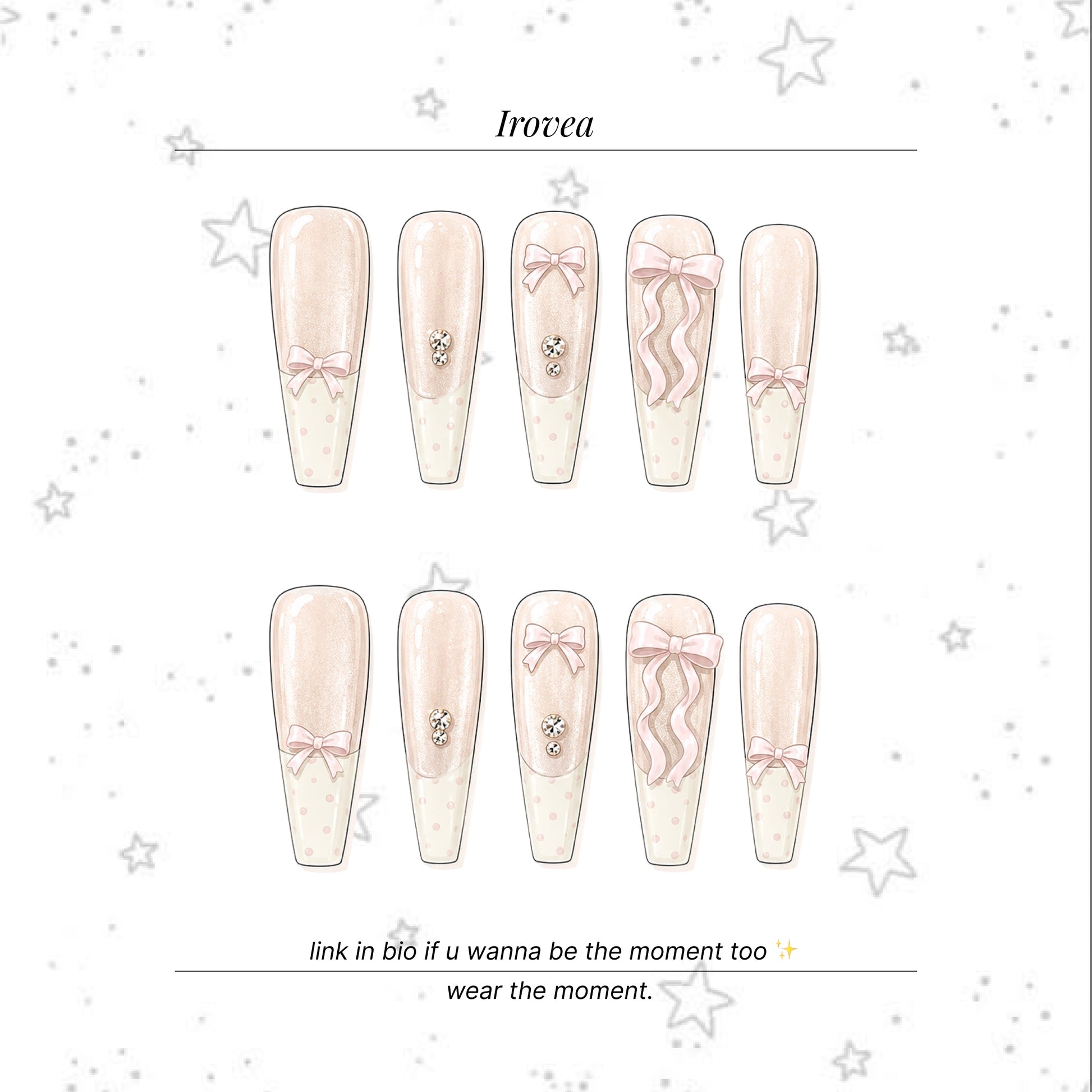 Handmade Ballet Bow White French Cat-Eye Press-On Nails