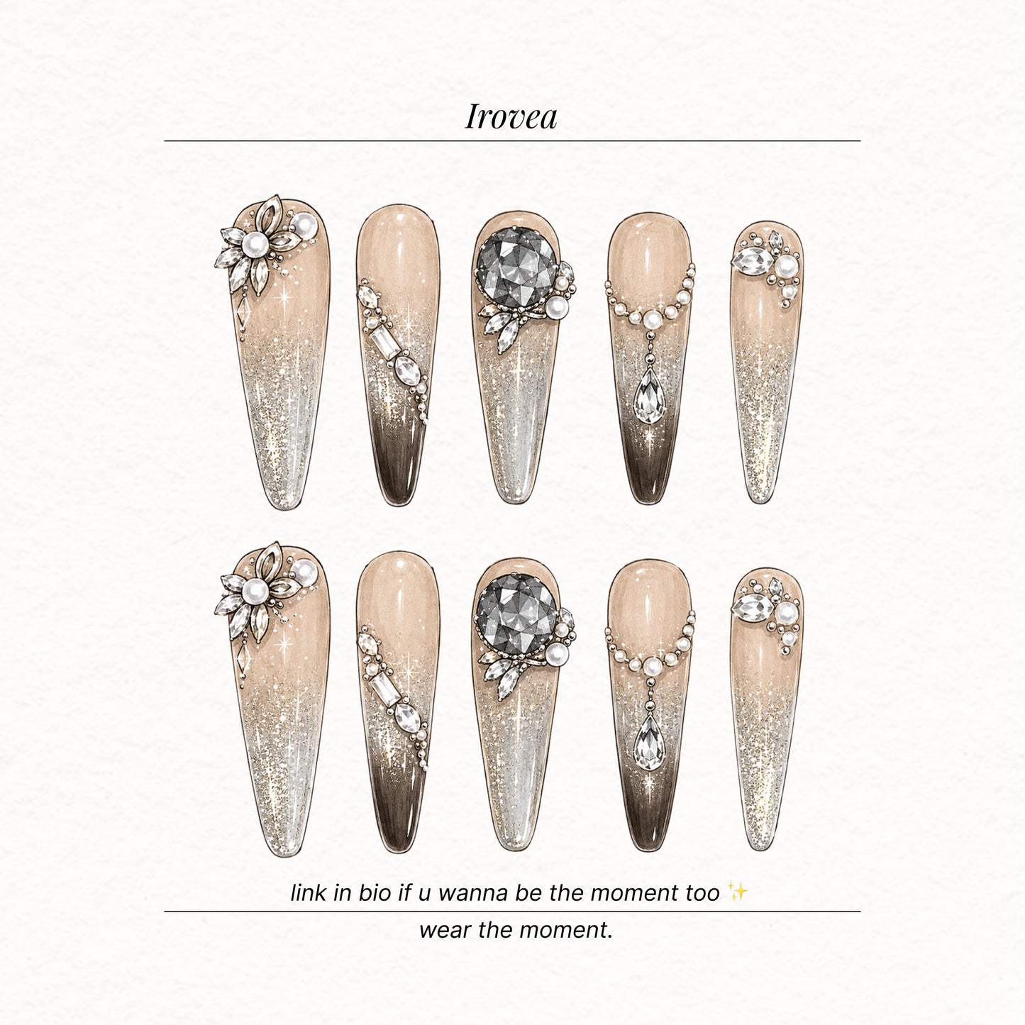 Peach Chocolate Crystal Cat-Eye Press-On Nails