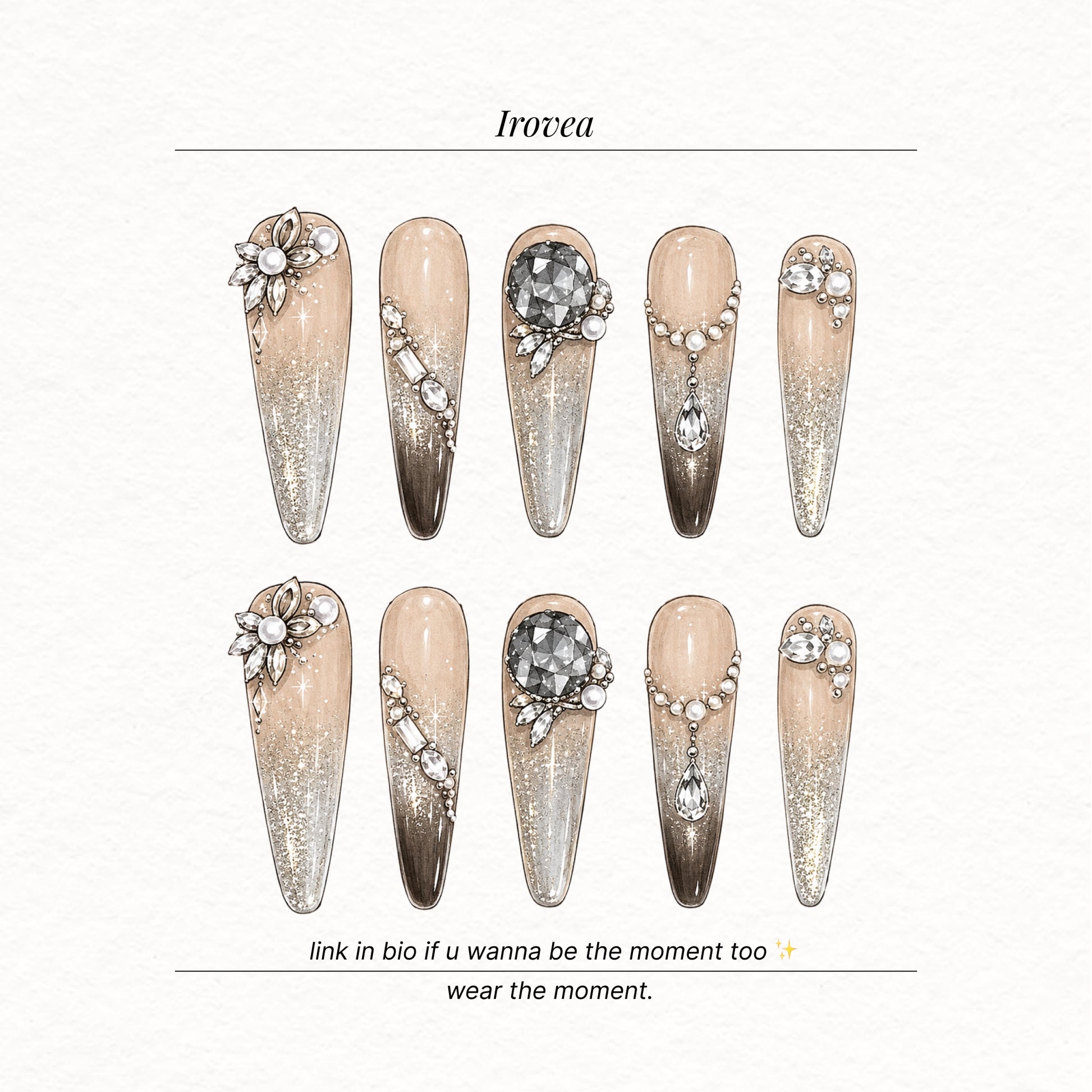 Peach Chocolate Crystal Cat-Eye Press-On Nails