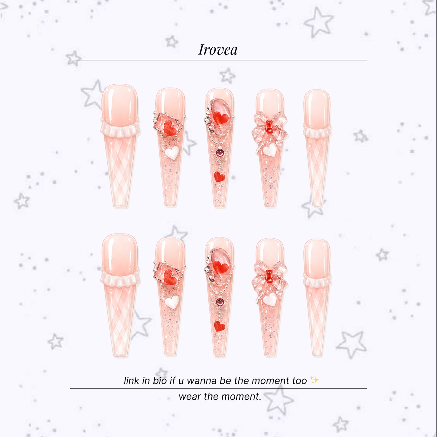 Margaret Creamy Ribbon Bow Press-On Nails | Handmade