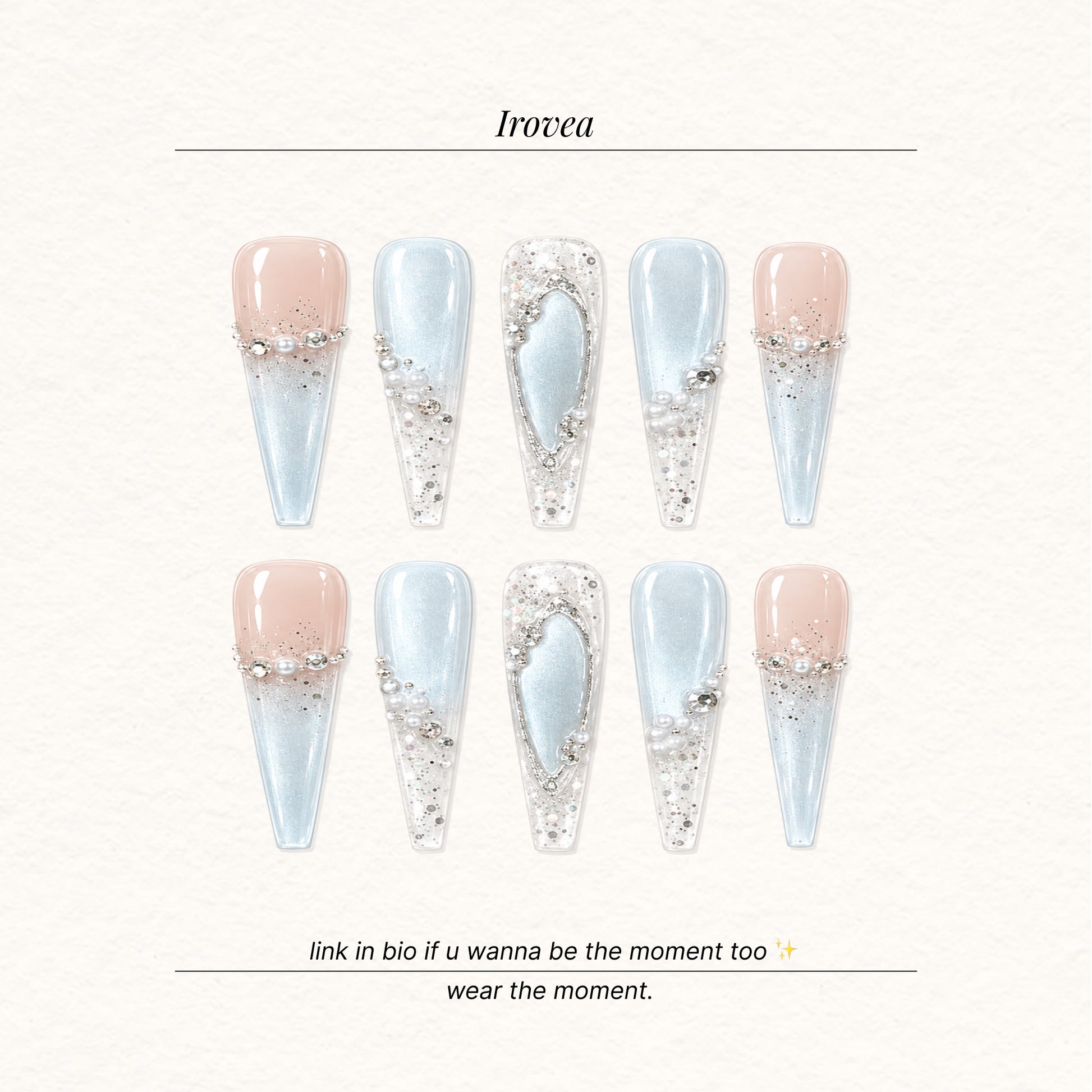 Summer Sparkle | Dreamy Blue Cat-Eye Press-On Nails
