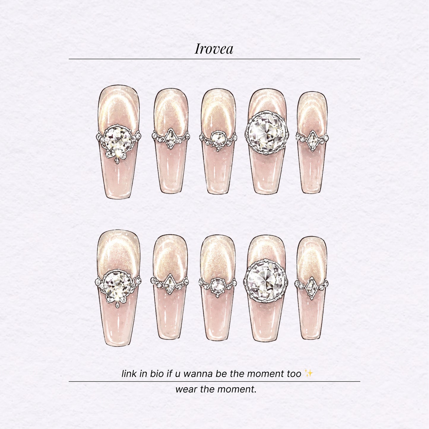 Ice Tea Champagne | Sparkling Cat-Eye Press-On Nails