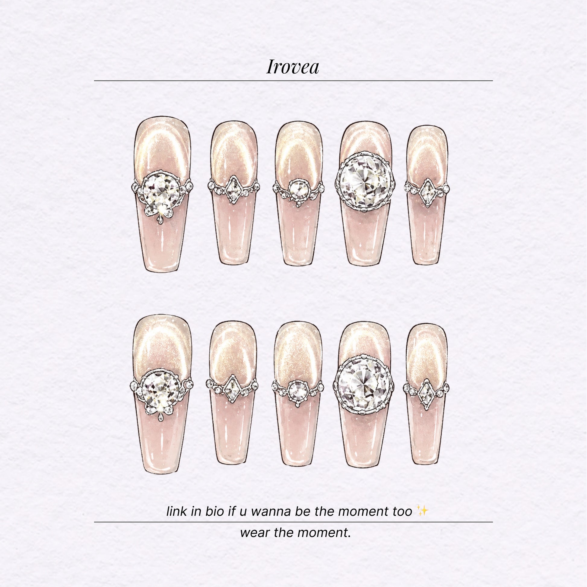Ice Tea Champagne | Sparkling Cat-Eye Press-On Nails
